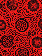 Bold Red Black Tribal Pattern Rug