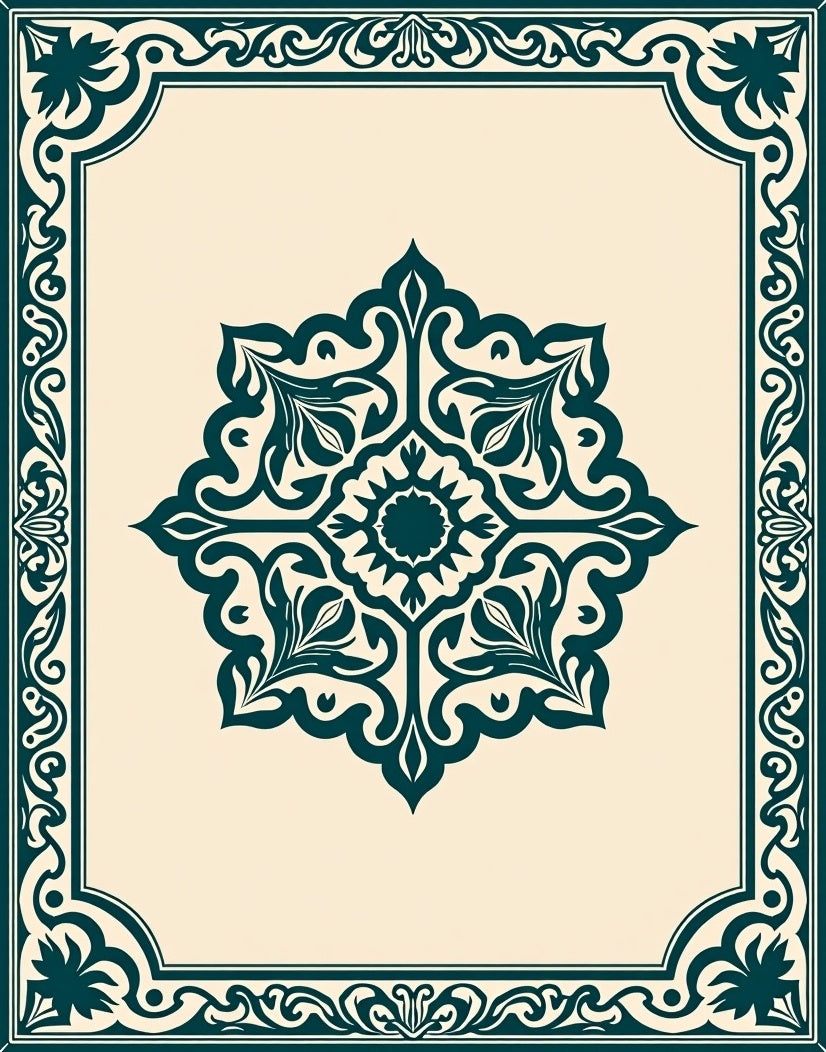 Elegant Teal Floral Medallion Design Rug