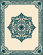 Elegant Teal Floral Medallion Design Rug