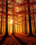 Forest Canopy Sunset Pattern Rug