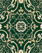 Emerald Ivory Floral Medallion Vine Rug