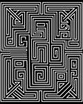 Modern Black White Maze Pattern Rug