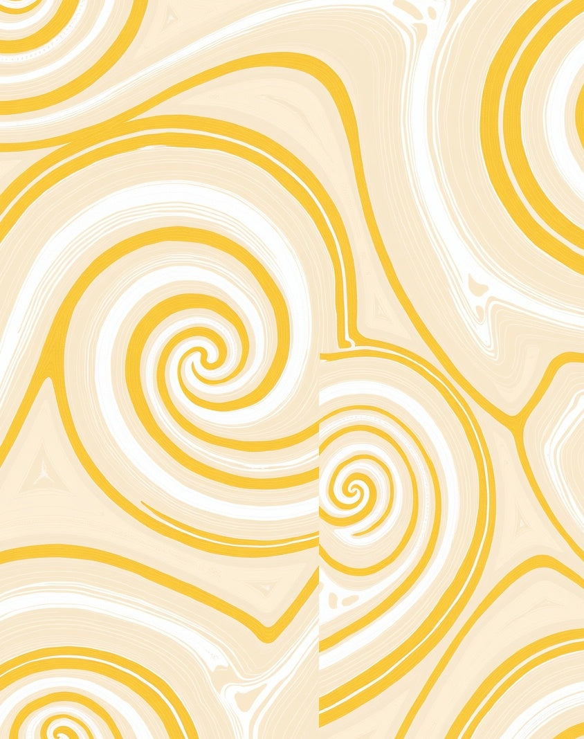Yellow Swirl Abstract Pattern Rug