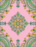 Pink Floral Medallion Pattern Rug