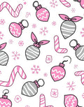 Pink Gray Ornaments Candy Canes Snowflakes Rug