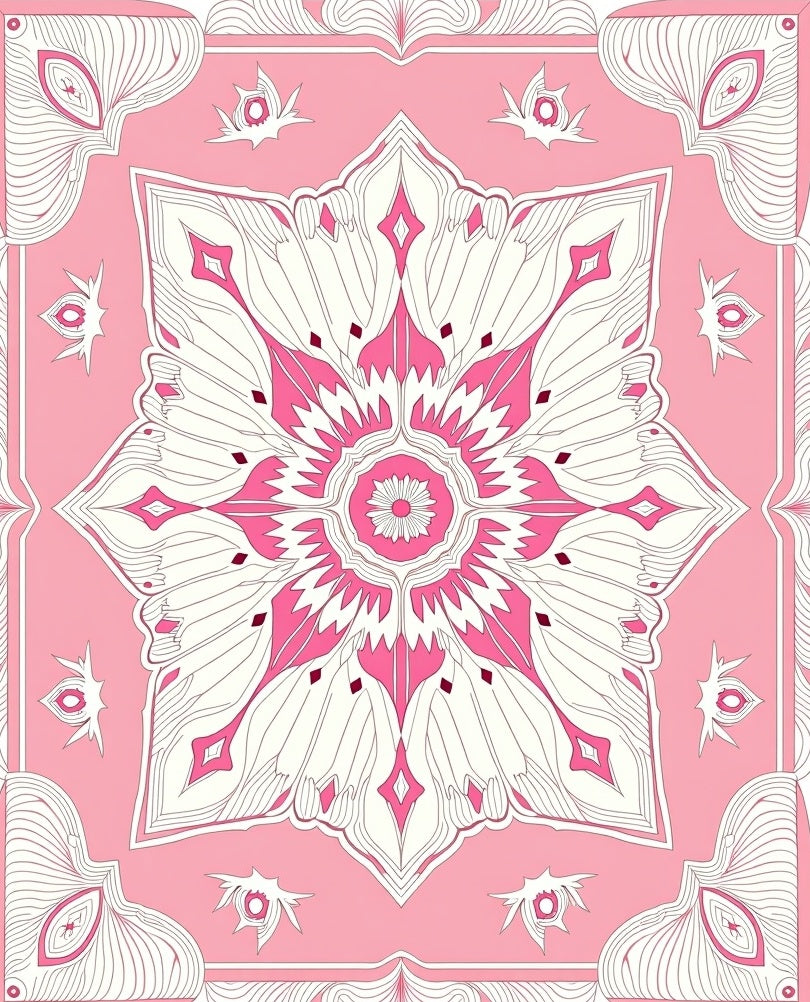 Pink Floral Symmetry Pattern Rug