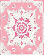 Pink Floral Symmetry Pattern Rug