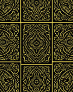 Abstract Gold With Black Symmetry Rug