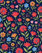 Retro Floral Blooms Pattern Design Rug