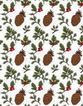 Brown Pinecone Green Holly Berries Rug
