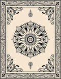 Ornate Mandala Circular Floral Pattern Tile Rug