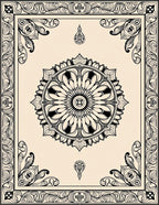 Ornate Mandala Circular Floral Pattern Tile Rug