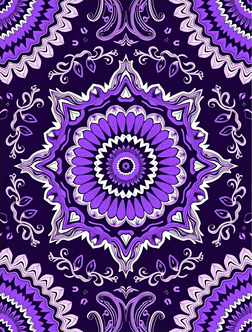 Purple Floral Mandala Design Rug