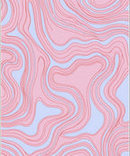 Pink Blue Wavy Contour Design Rug