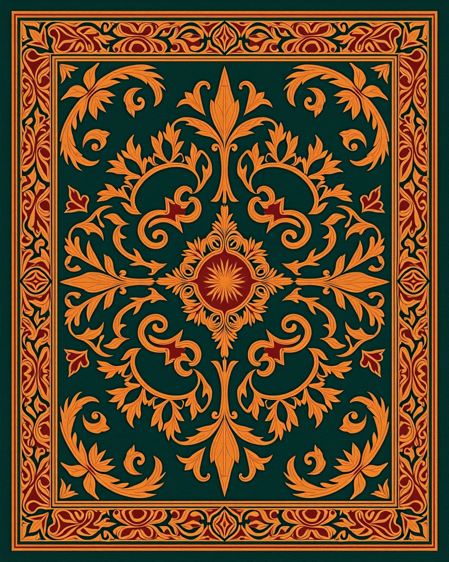 Rich Ornate Floral Scrollwork Rug