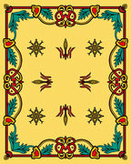 Bold Yellow Red Green Floral Design Rug