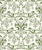Green Floral Damask Pattern Rug
