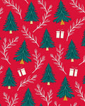 Red Festive Pine Gift Pattern Rug