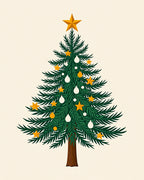 Green Pine Tree With Gold Stars Rug
