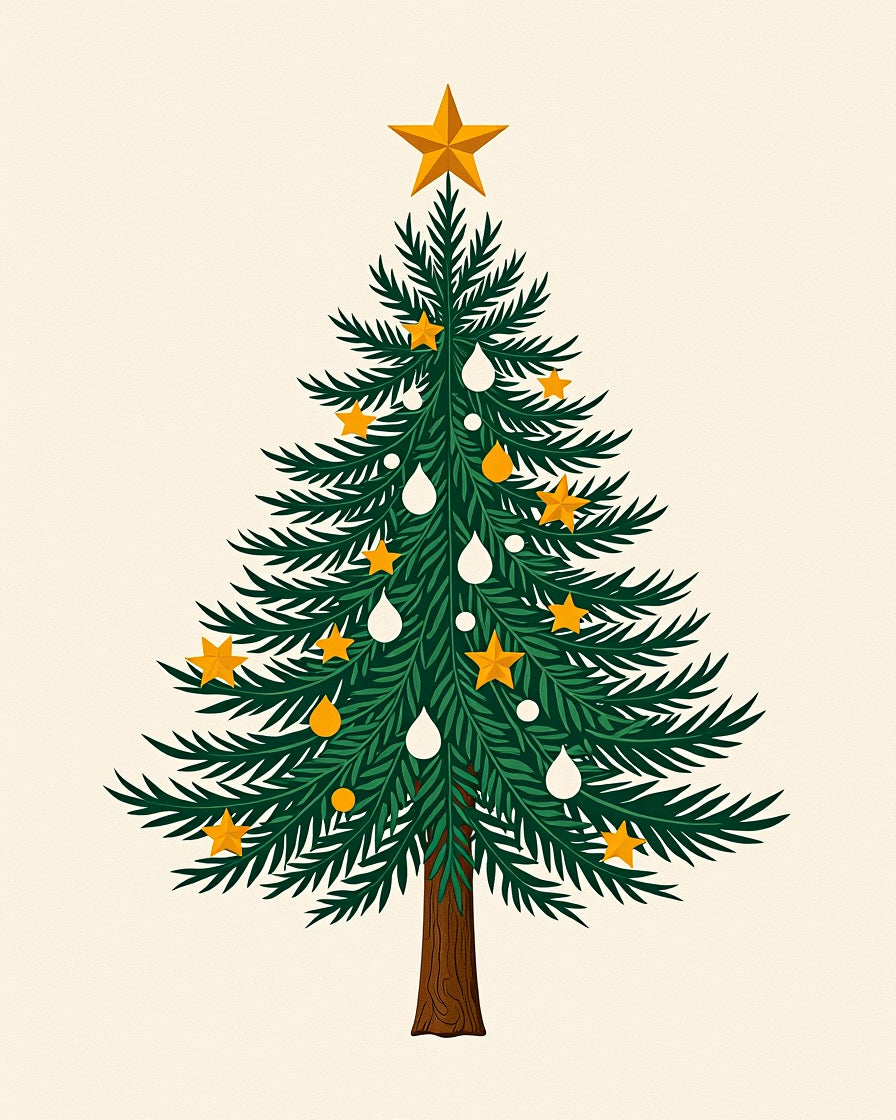 Green Pine Tree With Gold Stars Rug