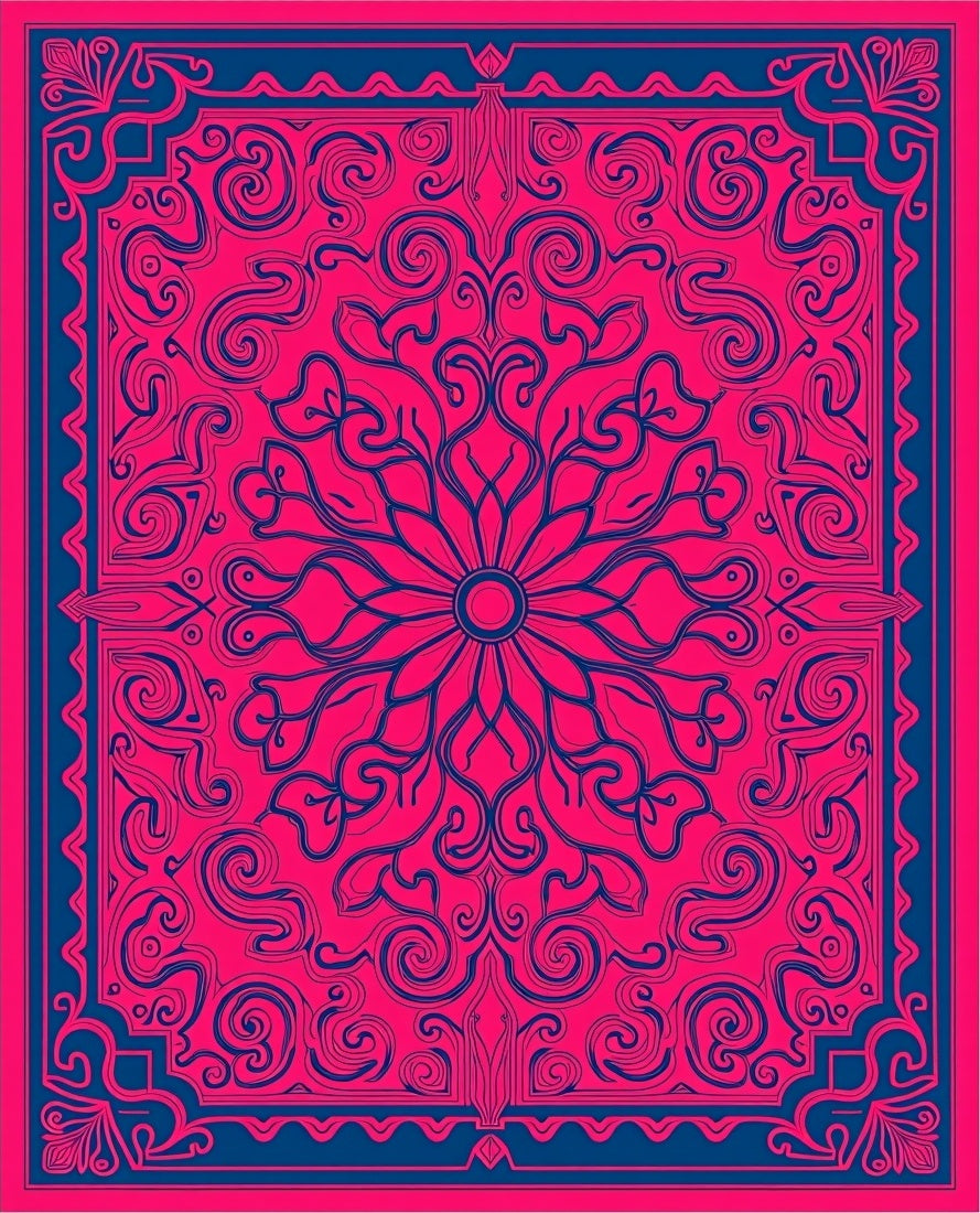 Vibrant Mandala Patterned Scarlet Rug