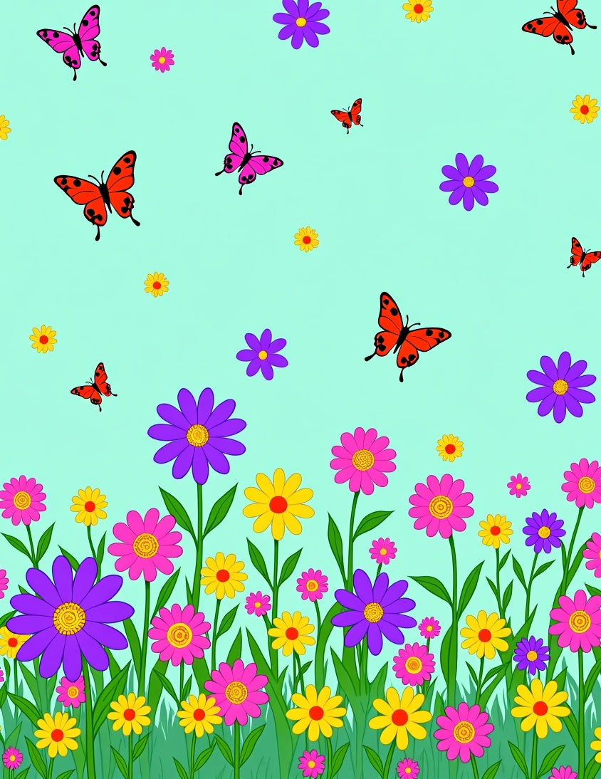 Colorful Butterflies and Vibrant Flowers Rug