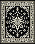 Elegant Floral Mandala Black Cream Rug