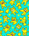 Playful Yellow Cat Star Pattern Rug