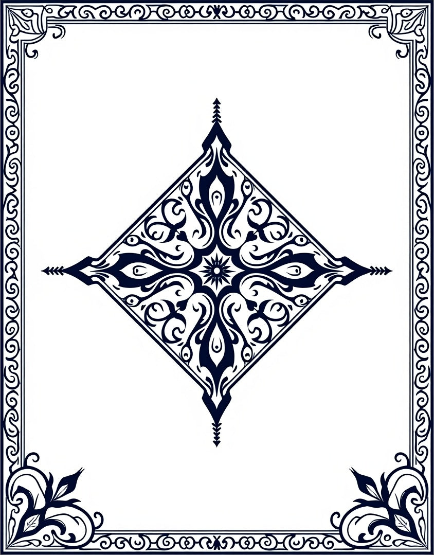 Ornate Diamond Swirl Pattern Rug