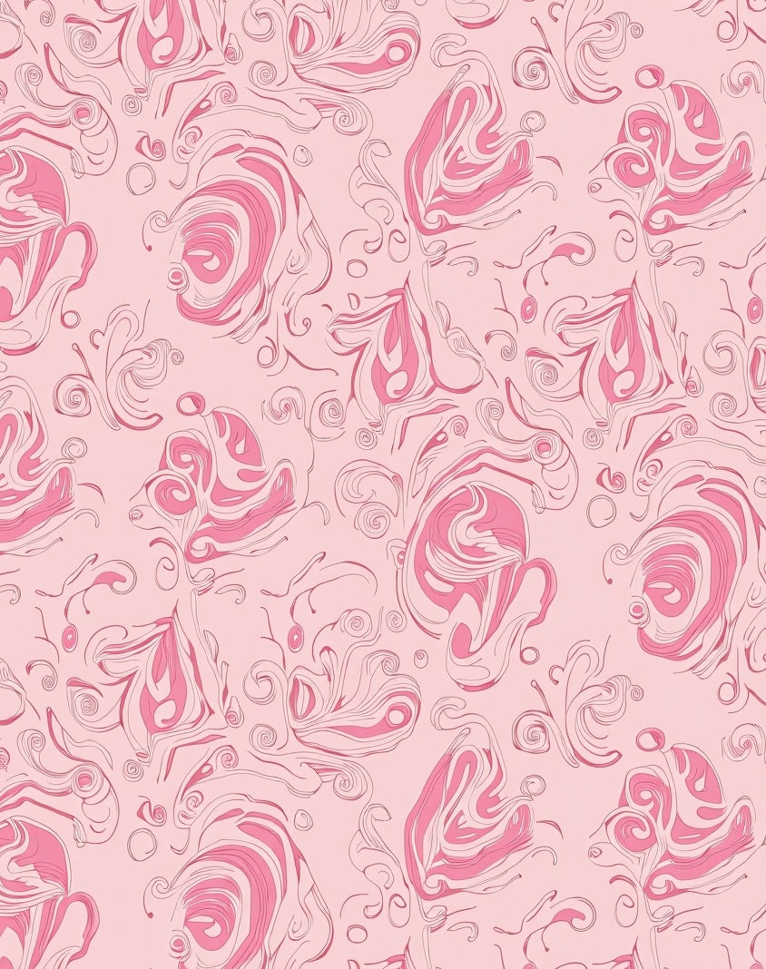 Pink Swirling Floral Abstract Print Rug