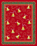 Gold Bells On Red Holiday Design Rug
