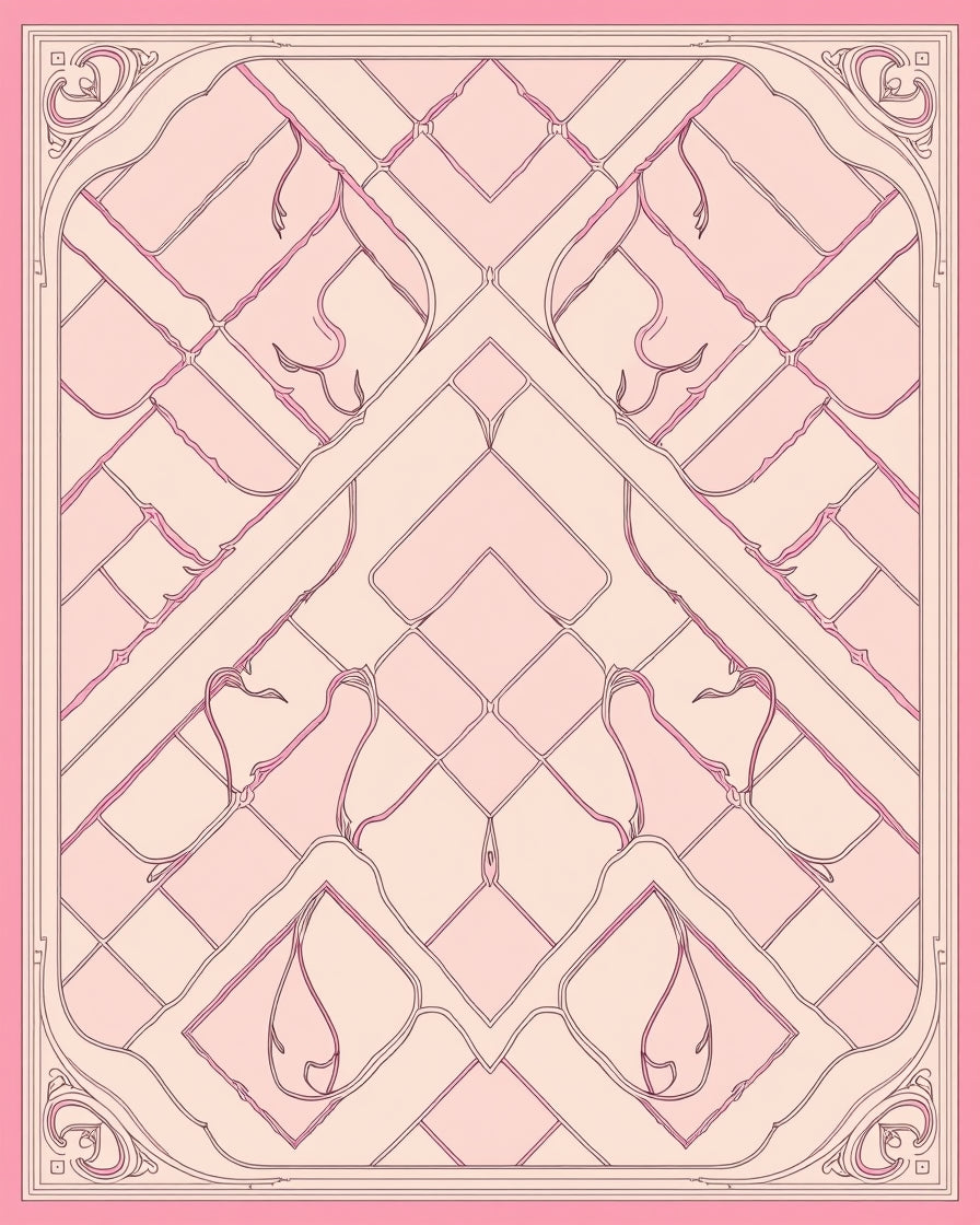 Art Nouveau Pink Geometric Floral Rug