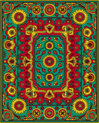 Bold Sunflowers Geo Pattern Rug