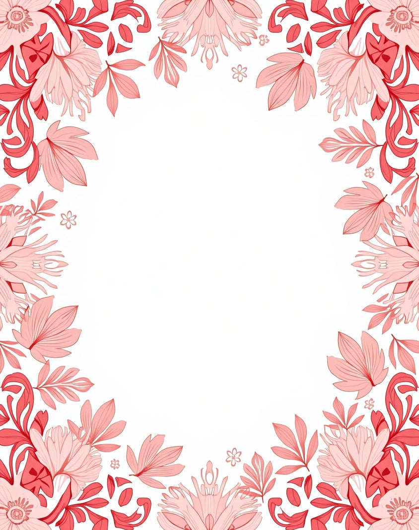 Coral Floral Border Design Rug