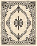 Intricate Oval Floral Frame Rug