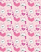 Cute Bunny Heart Pattern Design Rug