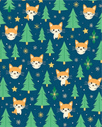 Cute Orange Cats Green Trees Pattern Rug