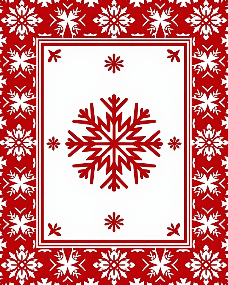 Red Snowflake Festive Border Rug