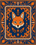 Foxy Orange Floral Art Deco Rug