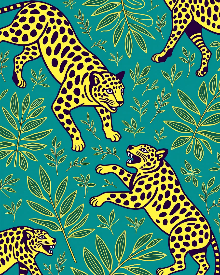 Yellow Jaguar Jungle Print Rug