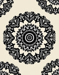 Ornate Black White Mandala Pattern Rug