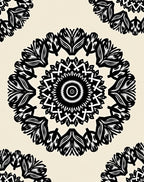 Ornate Black White Mandala Pattern Rug