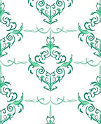 Elegant Green Swirl Floral Pattern Rug