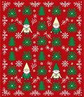 Cozy Red Gnome Christmas Tree Snowfall Rug