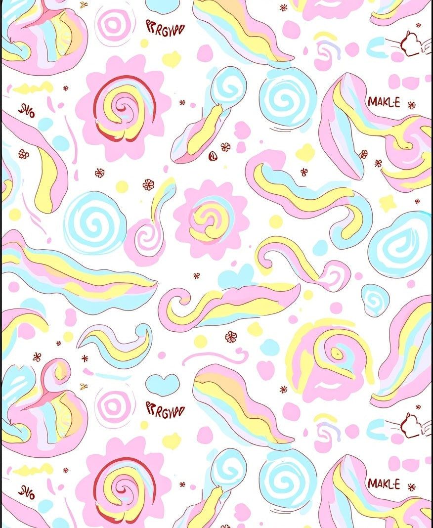 Scribble Swirl Pastel Abstract Rug