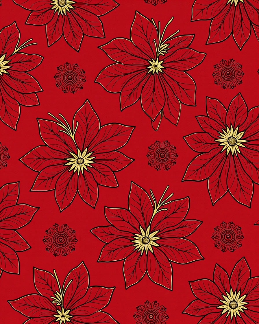 Classic Red Floral Petals Rug