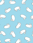 Cute White Animal Pattern Blue Background Rug