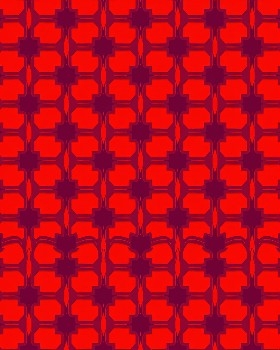 Bold Red Geometric Lattice Rug