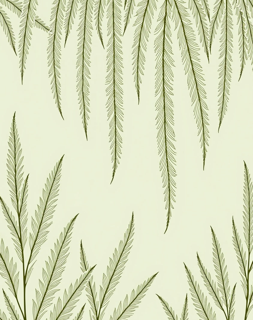 Elegant Fern Frond Outline Pattern Rug