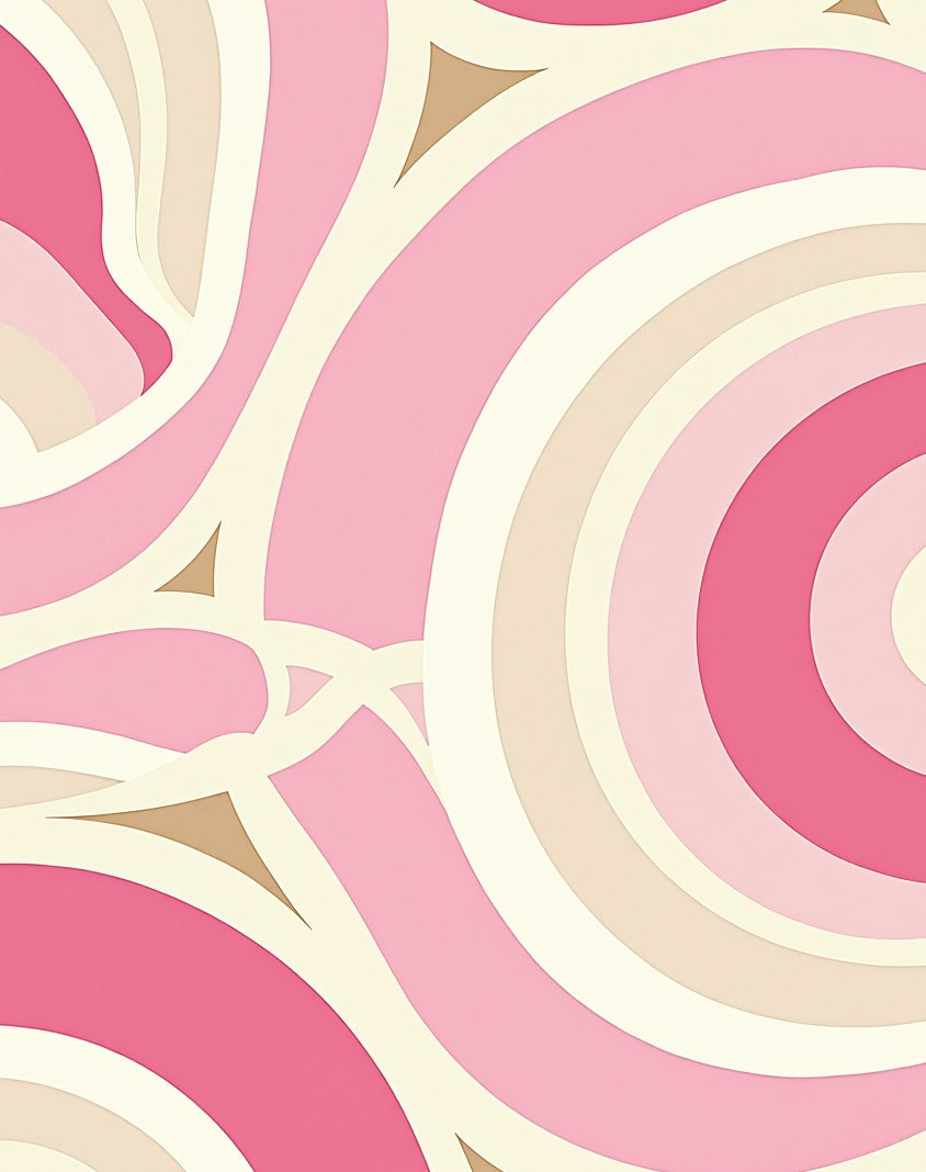Retro Pink Roundels Abstract Design Rug